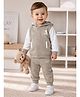 BUMZEE Cotton Knit Full Sleeves Abstract Printed Winter Hooded Jacket & Joggers - Grey