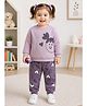 BUMZEE Cotton Knit Full Sleeves Girl Printed Winter Sweatshirt & Joggers - Mauve