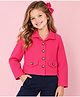 CrayonFlakes Woven Full Sleeves Solid Jacket Style Top - Magenta