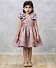 PinkCow Brocade Woven Sleeveless Floral Applique Detailed & Designed Dress - Lavender