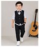 BAATCHEET Cottton Woven Full Sleeves Solid Shirt & Pant Set With Waistcoat & Bow - Black