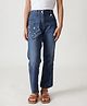 One Friday Cotton Woven Floral Embroidered Jeans - Blue