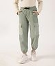 One Friday Cotton Knit Colour Blocked Joggers - Sage Green