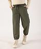One Friday Cotton Knit Solid Joggers - Olive Green