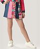 One Friday Cotton Woven Placement Striped & Floral Printed Cut & Sew SKirt - Blue