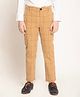 One Friday Cotton Woven Checked Trousers - Beige