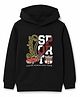 The Mom Store Terry Knit Full Sleeves Car & Sport Text Printed Light Winter Hooded Sweatshirt - Black