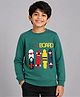 Plum Tree 100% Cotton Knit Full Sleeves Skate Board Printed Light Winter Sweatshirt - Dark Green