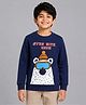 Plum Tree 100% Cotton Knit Full Sleeves Bear & Fun With Snow Text Printed Light Winter Sweatshirt - Navy Blue