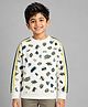 Plum Tree 100% Cotton Knit Full Sleeves Typography Printed Light Winter Sweatshirt - Off White
