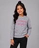 Plum Tree Cotton Knit Full Sleeves Leopard & Unfollow Rules Text Printed Light Winter Sweatshirt - Grey