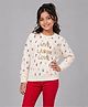 Plum Tree 100% Cotton Knit Full Sleeves Live Laugh Love Text Printed Light Winter Sweatshirt - Off White