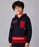 Plum Tree 100% Cotton Knit Full Sleeves Never Give Up Text Printed Light Winter Hooded Sweatshirt - Red