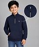 Plum Tree Cotton Knit Full Sleeves Deer Printed Light Winter Sweatshirt - Navy Blue
