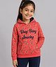 Plum Tree 100% Cotton Knit Full Sleeves Busy Being Amazing Text Embroidered Light Winter Hooded Sweatshirt - Orange