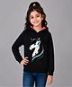 Plum Tree 100% Cotton Knit Full Sleeves Unicorn Sequins Embellished Light Winter Hooded Sweatshirt - Black