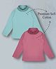 Plum Tree Cotton Knit Pack Of 2 Full Sleeves Solid Winter Tees - Pink & Sky Blue