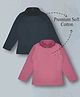 Plum Tree Cotton Knit Pack Of 2 Full Sleeves Solid Winter Tees - Black & Pink