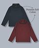 Plum Tree Cotton Knit Pack Of 2 Full Sleeves Solid Winter Tees - Dark Red & Black
