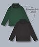 Plum Tree Cotton Knit Pack Of 2 Full Sleeves Solid Winter Tees - Green & Black