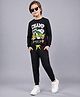 Plum Tree Cotton Knit Full Sleeves Basketball Printed Coordinating Tee & Joggers Set - Black Charcoal