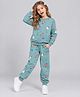 Plum Tree 100% Cotton Knit Full Sleeves Unicorn Printed Coordinating Tee & Joggers Set - Teal Blue