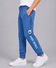Plum Tree 100% Cotton Knit League Of Dare Devils Text Printed Joggers - Denim