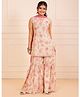 TeenTrums Cotton Silk Woven Sleeveless Floral Printed & Gota Lace Embellished Kurti Gharara With Dupatta Set - Light Pink