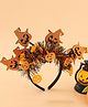 Hair Bands Halloween Theme Glitter Orange Pumpkin Tinsel Applique Free Size-Black