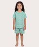 Tiny Hugs Cotton Knit Half Sleeves Zebra Printed Coordinating Tee & Shorts Set - Green