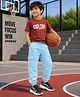 PURPLE UNITED KIDS Single Jersey Half Sleeves Explore Text Printed Tee & Joggers Set - Brown & Blue