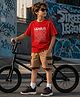 PURPLE UNITED KIDS Single Jersey Woven Half Sleeves Genius Text Printed Tee & Shorts Set - Red & Beige