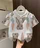 FOSTRIC Cotton Knit Half Sleeves Rabbit & Carrot Printed Polo Tee - Off White