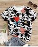 FOSTRIC Cotton Knit Half Sleeves Panda & Heart Printed Tee - White