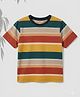 FOSTRIC Cotton Knit Half Sleeves Striped Tee - Multi Colour
