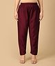 The Mom Store Silk Woven Solid Maternity Pants - Wine