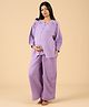 The Mom Store Cotton Woven Full Sleeves Solid Maternity Top & Pants Night Suit - Lavender