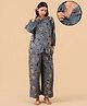 The Mom Store Cotton Woven Full Sleeves Floral Printed Coordinating Maternity Top & Pants Night Suit - Grey