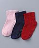 Doodle Poodle Cotton Lycra Knit Ankle Length Jacquard Socks Pack of 3 - Pink, Red, Navy