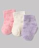 Doodle Poodle Cotton Lycra Knit Ankle Length Anti Skid Jacquard Socks in White, Pink & Purple Pack of 3