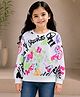 Tiara Fleece Knit Full Sleeves Typography Printed Light Winter Sweatshirt - White