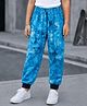 Tiara Fleece Knit Marble Printed Winter Joggers - Blue
