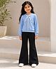 Tiara Waffle Knit Full Sleeves Bow Applique Winter Sweatshirt & Pants Set - Blue