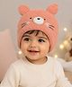 Mi Arcus Bear Face Applique Detailed Woolen Cap - Orange - Circumference - 26 Cms