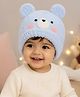Mi Arcus Bear Face Applique Detailed Woolen Cap - Blue - Circumference - 29 Cms