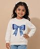 Mi Arcus Cotton Knit Full Sleeves Bow Printed Light Winter Sweatshirt - Cream