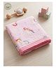 Purple Tots Baby 6 Layer Organic Muslin Crinkled Blanket with Cute Unicorn & Stars Print - Pink