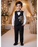 Rikidoos Cotton Woven Three Piece Stone Embellished Full Sleeves Party Suit With Bow - Black