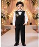 Rikidoos Cotton Woven Three Piece Stone Embellished Full Sleeves Party Suit With Bow - Black