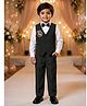 Rikidoos Cotton Woven Three Piece Stone Embellished Full Sleeves Party Suit With Bow - Grey